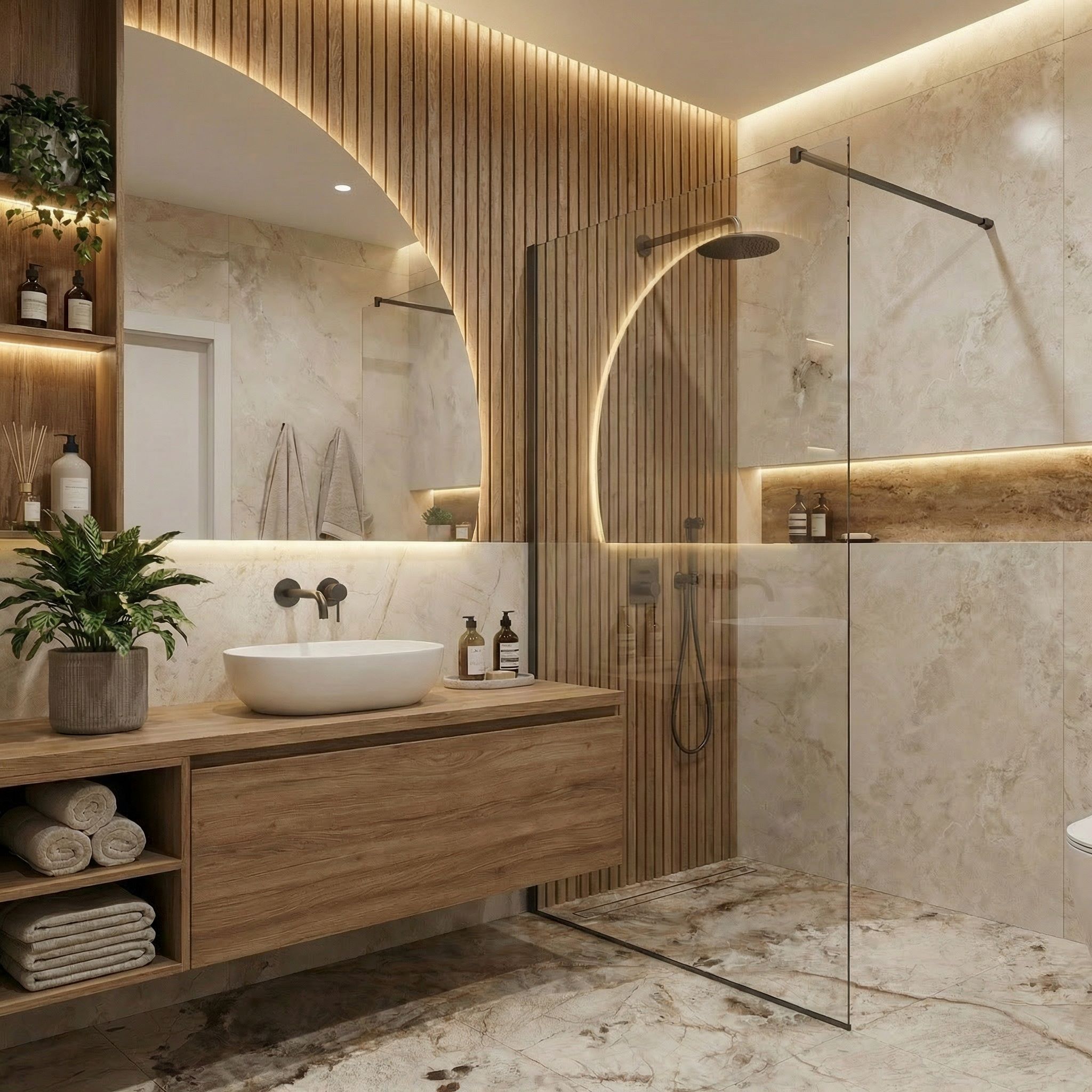 łazienka z kabina walk - in