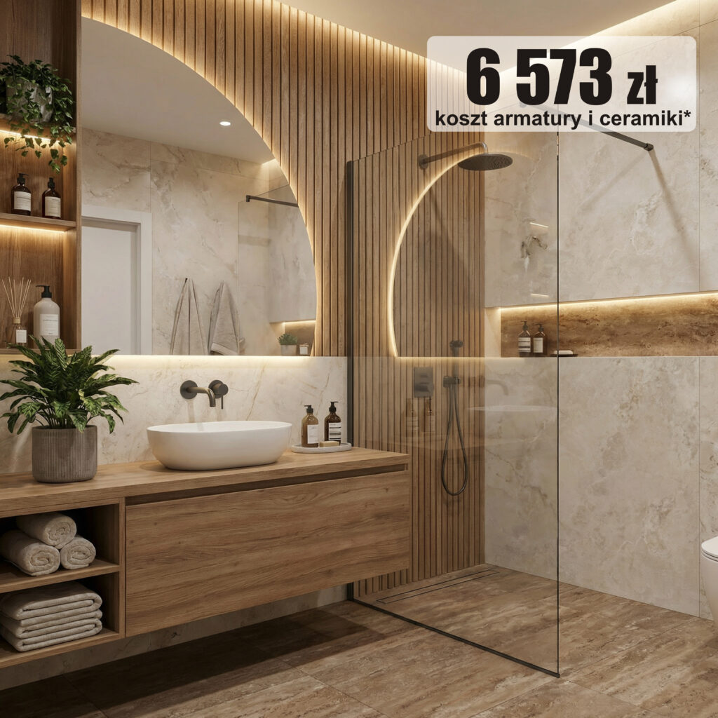 łazienka budżetowa w stylu japandi