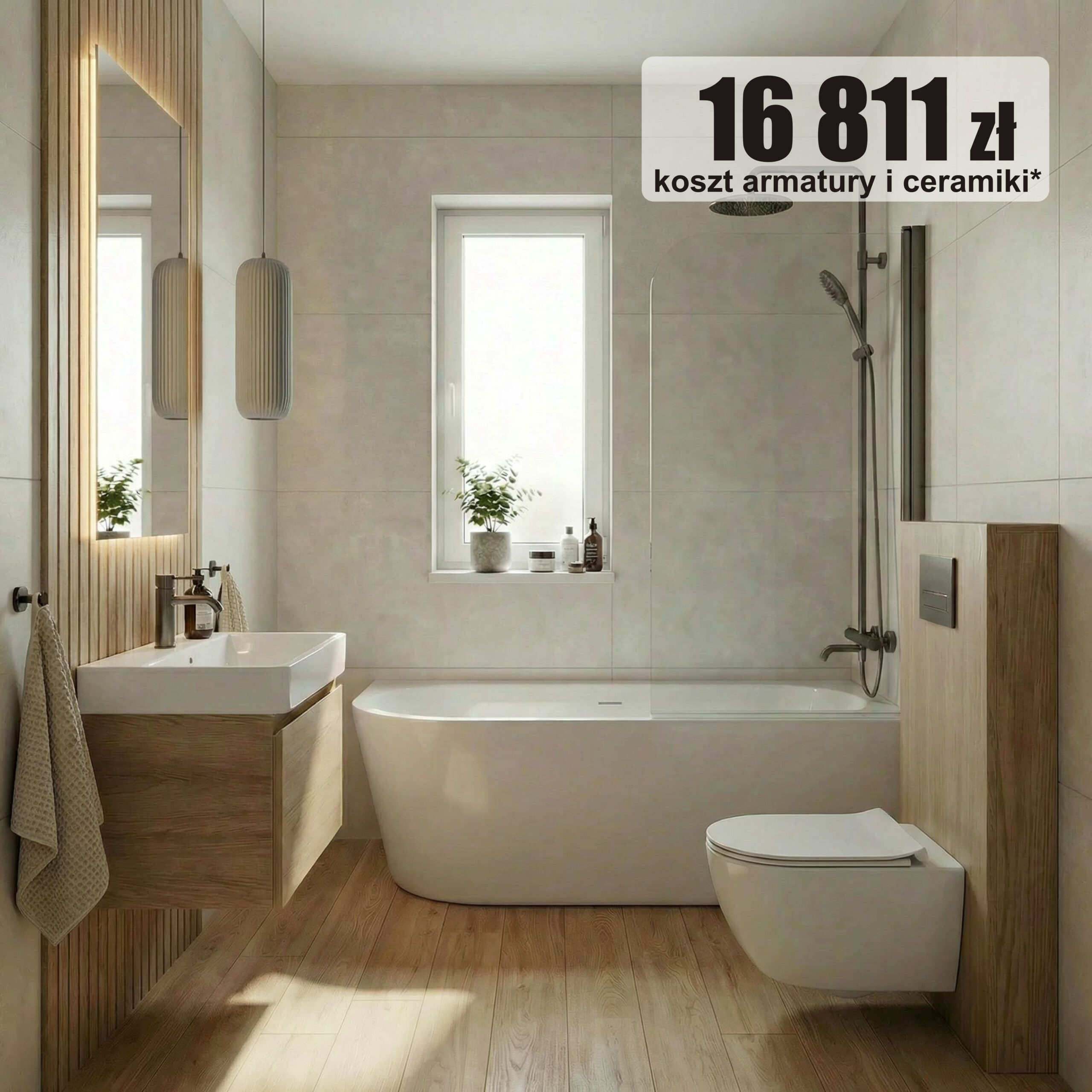 łazienka z wanną i parawanem nawannowym