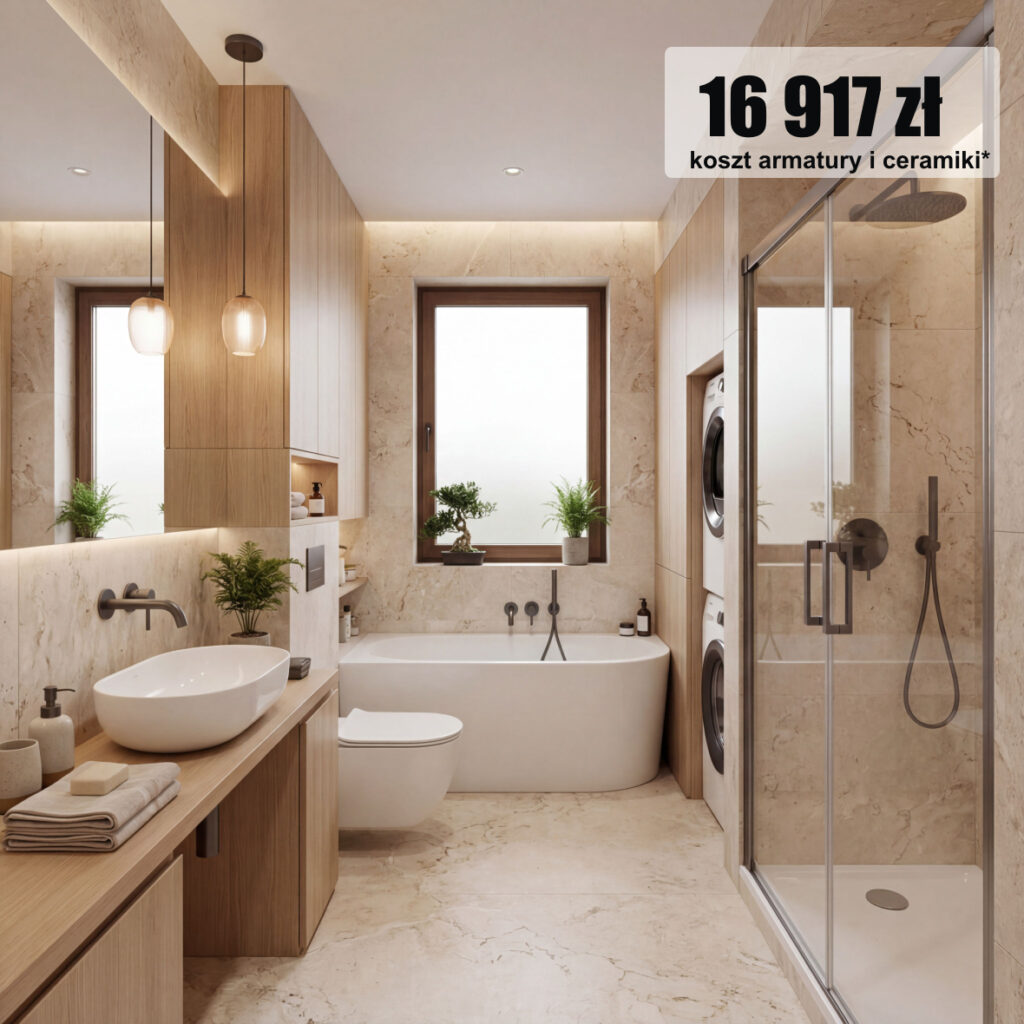 Mała łazienka 4 m² z wanną i pralką